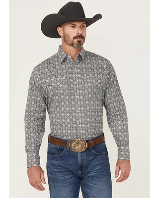 Ely Walker Men's Medallion Print Long Sleeve Pearl Snap Western Shirt