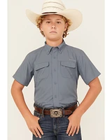 Ariat Boys' VENTEK Solid Short Sleeve Button-Down Western Shirt
