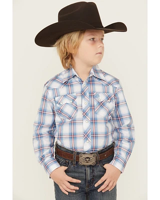 Wrangler Retro Boys' Plaid Print Long Sleeve Snap Western Shirt