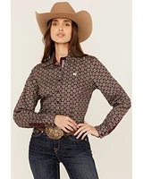 Cinch Women's Medallion Print Long Sleeve Button-Down Western Shirt