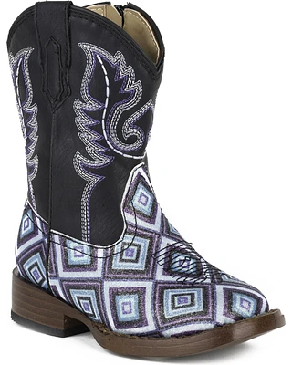 Roper Toddler Girls' Glitter Diamonds Western Boots - Square Toe