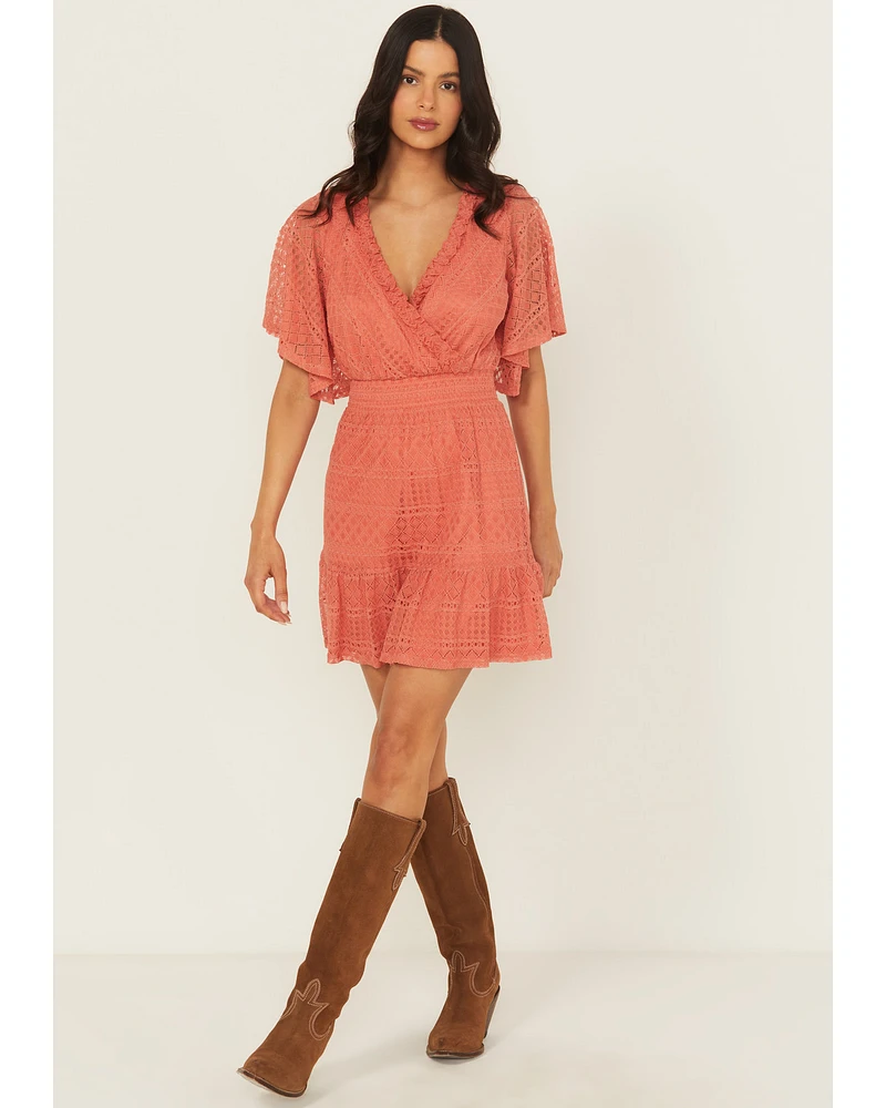 Shyanne Women's Faux Wrap Lace Mini Dress