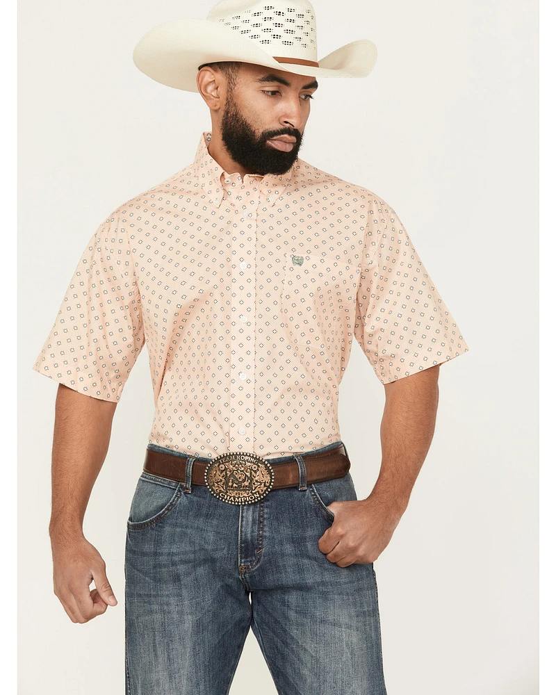 Cinch Men's Geo Print Short Sleeve Button-Down Western Shirt - Big
