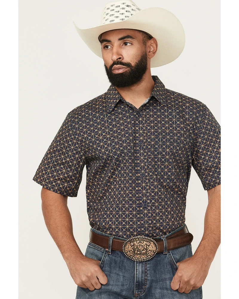 Gibson Trading Co Men's Aviara Geo Print Short Sleeve Button-Down Stretch Western Shirt