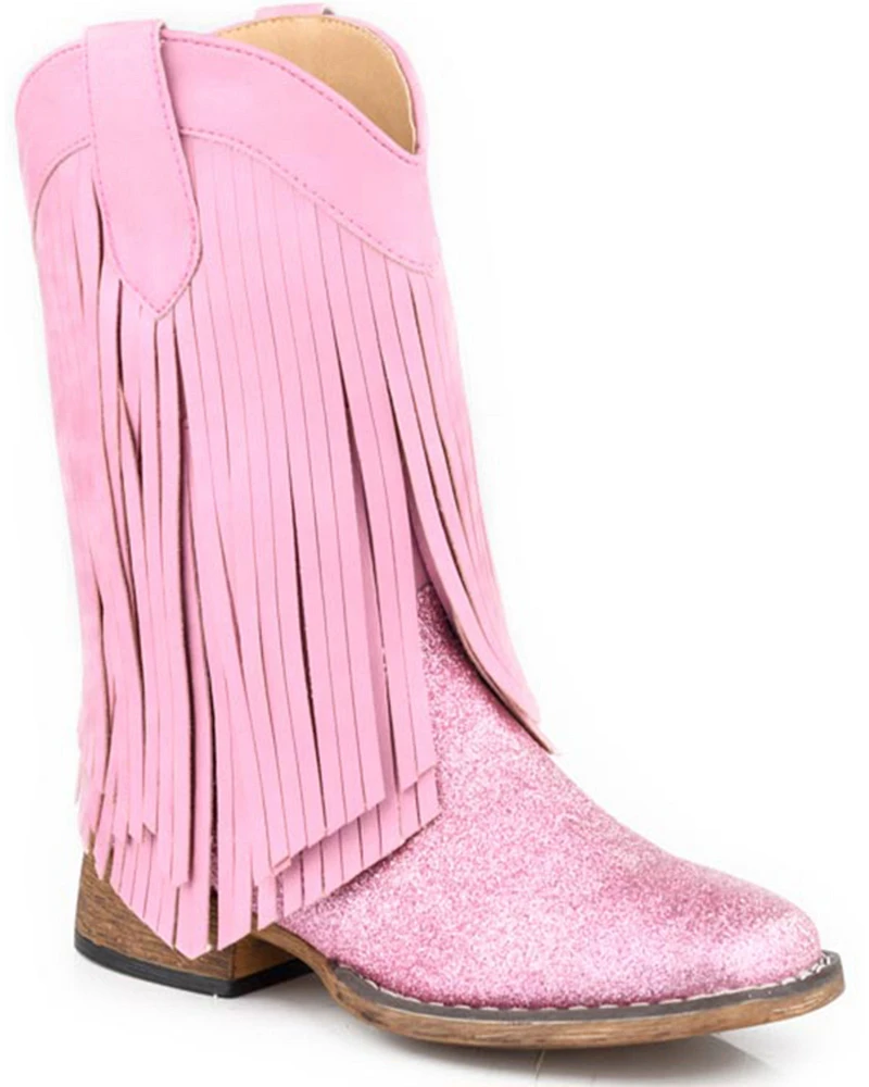 Roper Little Girls' Double Fringe Western Boots - Broad Square Toe