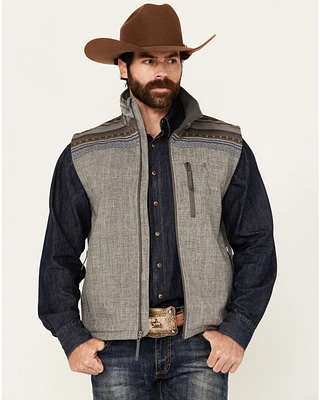 Hooey Men's Southwestern Print Yoke Softshell Vest