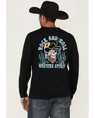 Rock & Roll Denim Men's Cowboy Skull Long Sleeve Graphic T-Shirt