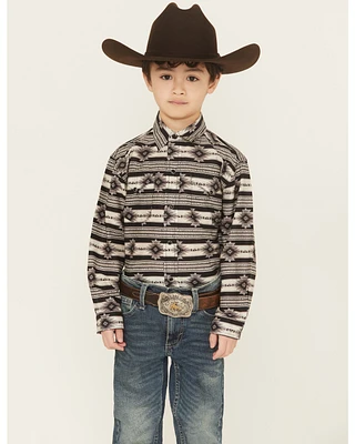 Roper Boys' Southwestern Striped Long Sleeve Snap Western Shirt