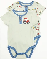 Rugged Bear Infant Boys' Farm Print Onesies - 2 Pack
