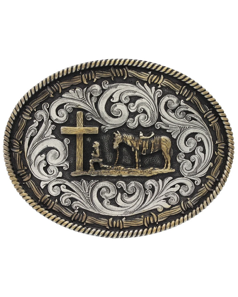 Montana Silversmiths Two-Tone Classic Impressions Christian Cowboy Attitude Belt Buckle