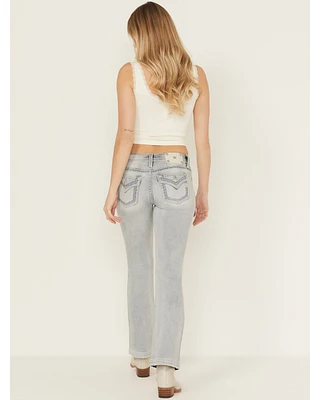 Miss Me Women's Light Wash Mid Rise 32" Bootcut Stretch Denim Jeans