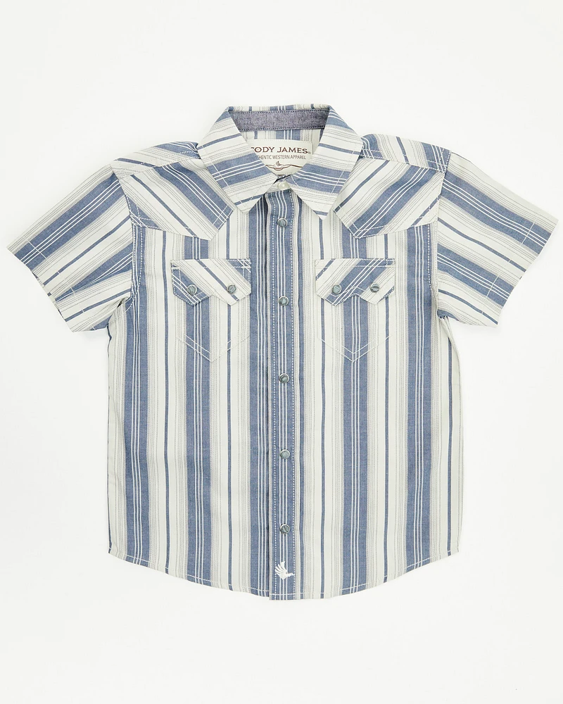 Cody James Toddler Boys' Roman Striped Short Sleeve Snap Western Shirt