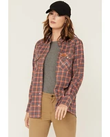Wrangler Women's FR Plaid Print Long Sleeve Snap Work Shirt