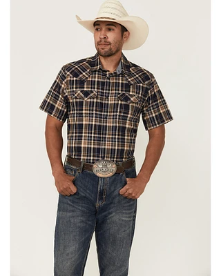 Cody James Men's Rustic Rodeo Plaid Print Short Sleeve Snap Western Shirt - Tall