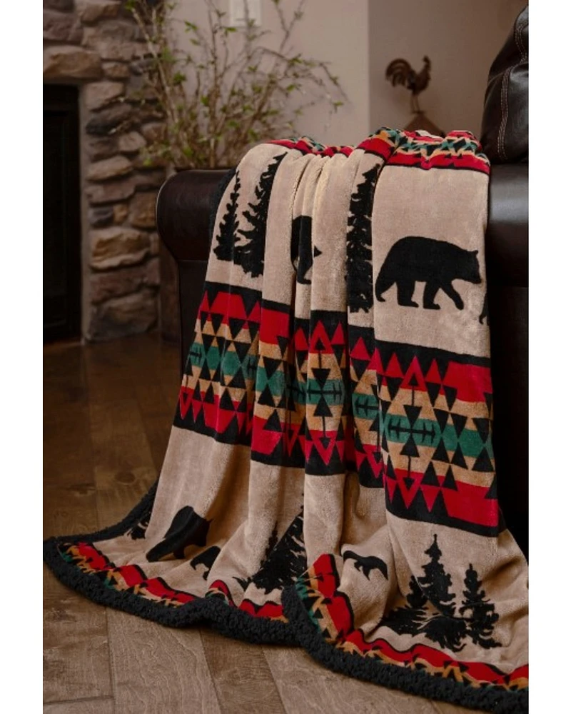Carstens Home Bear Trails Sherpa Plush Blanket