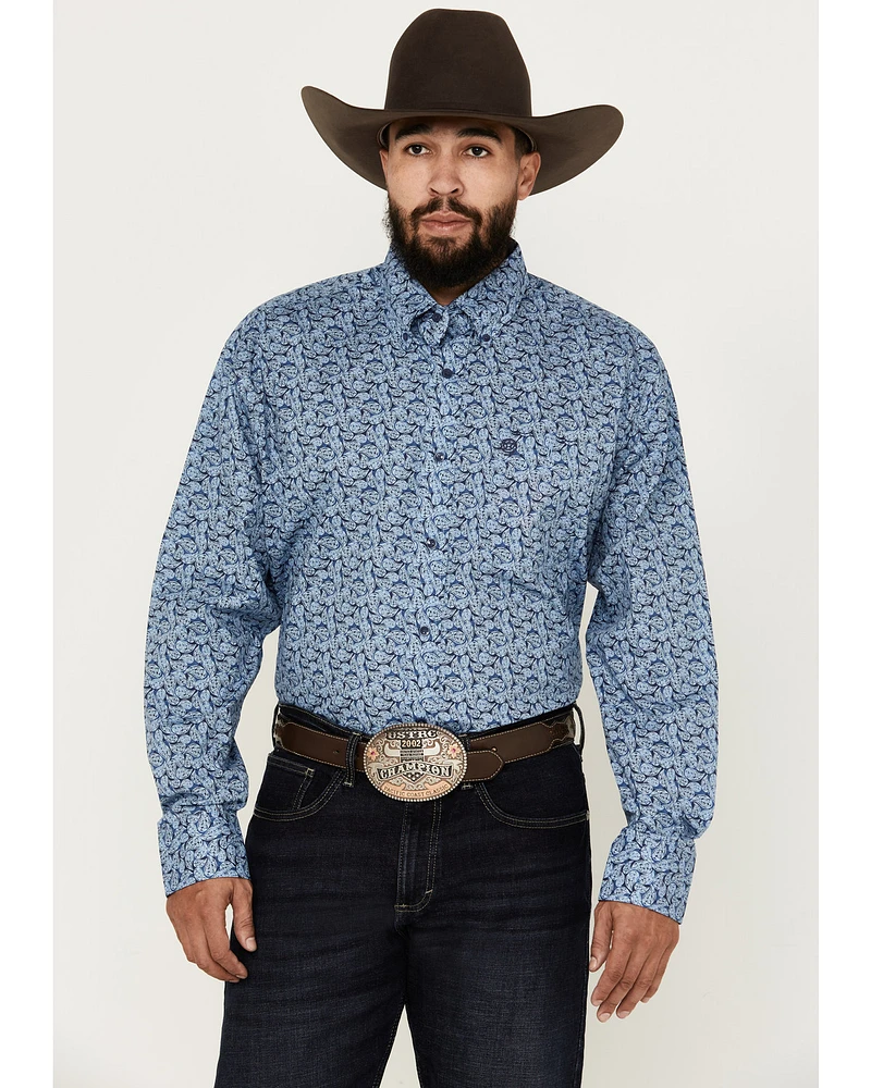 George Strait by Wrangler Men's Paisley Print Long Sleeve Button-Down Western Shirt