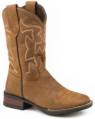 Roper Boys' Cow Hide Western Boots - Broad Square Toe