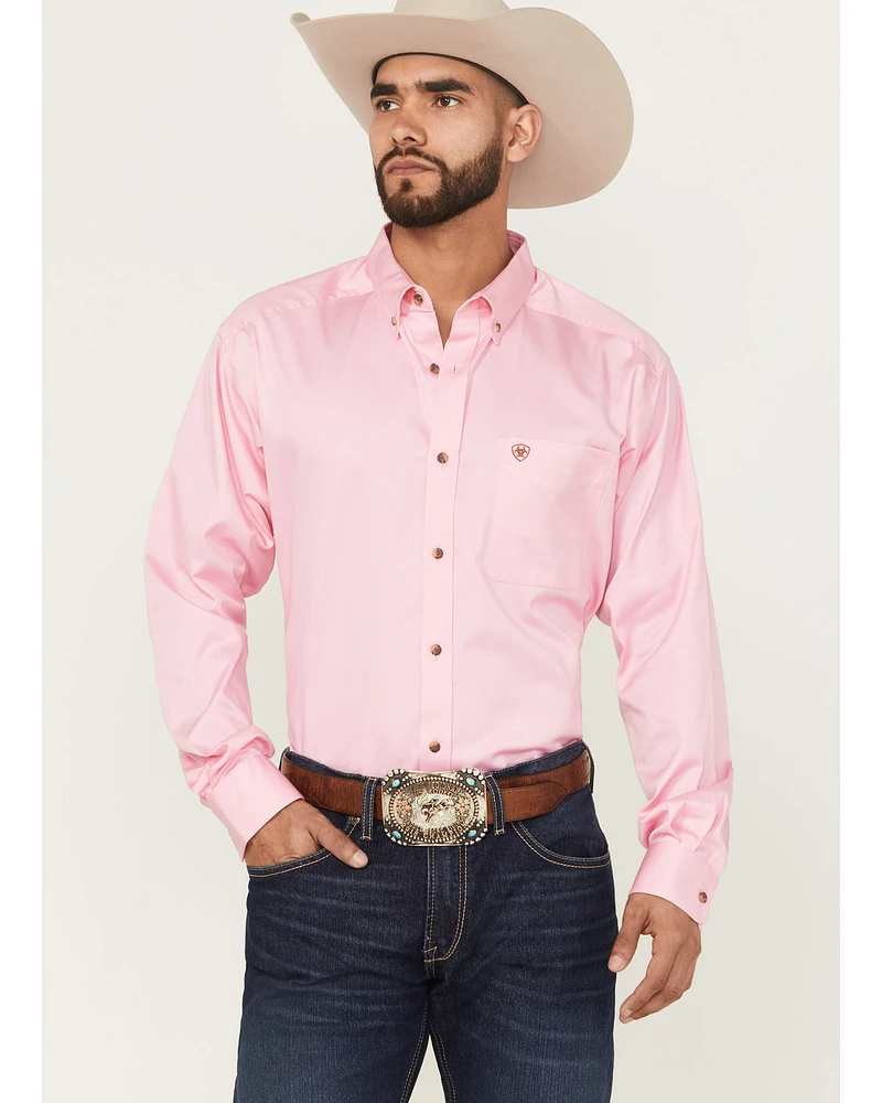 Ariat Men's Classic Fit Solid Twill Long Sleeve Button Down Western Shirt