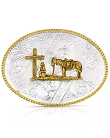 Montana Silversmiths Men's Engraved Christian Cowboy Belt Buckle