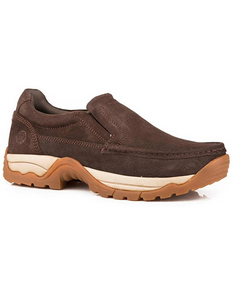 Roper Men's Maverick Suede Slip-On Casual Ranger - Moc Toe