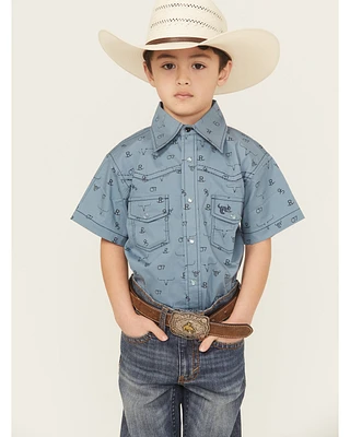 Cowboy Hardware Boys' Branding Iron Short Sleeve Snap Western Shirt