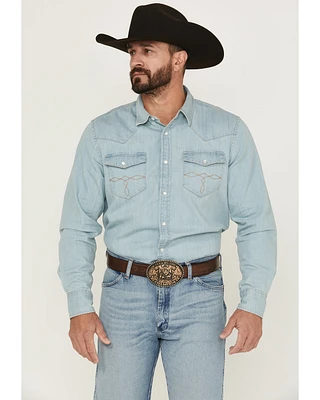 Cody James Men's Frosty Light Wash Long Sleeve Snap Denim Western Shirt