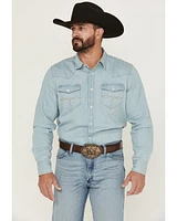 Cody James Men's Frosty Light Wash Long Sleeve Snap Denim Western Shirt