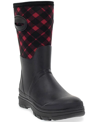 Western Chief Women's Polarprene Buffalo Check Faux Fur Mid Rubber Boots