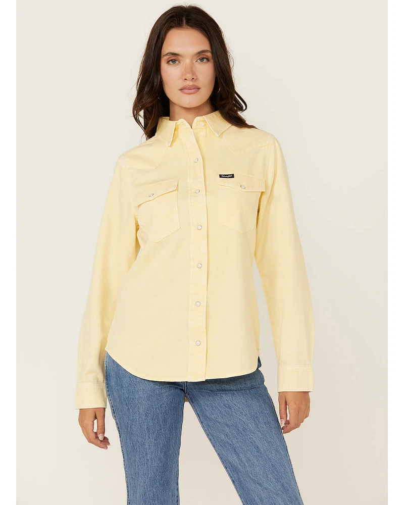 Wrangler Retro Women's Solid Long Sleeve Snap Western Shirt
