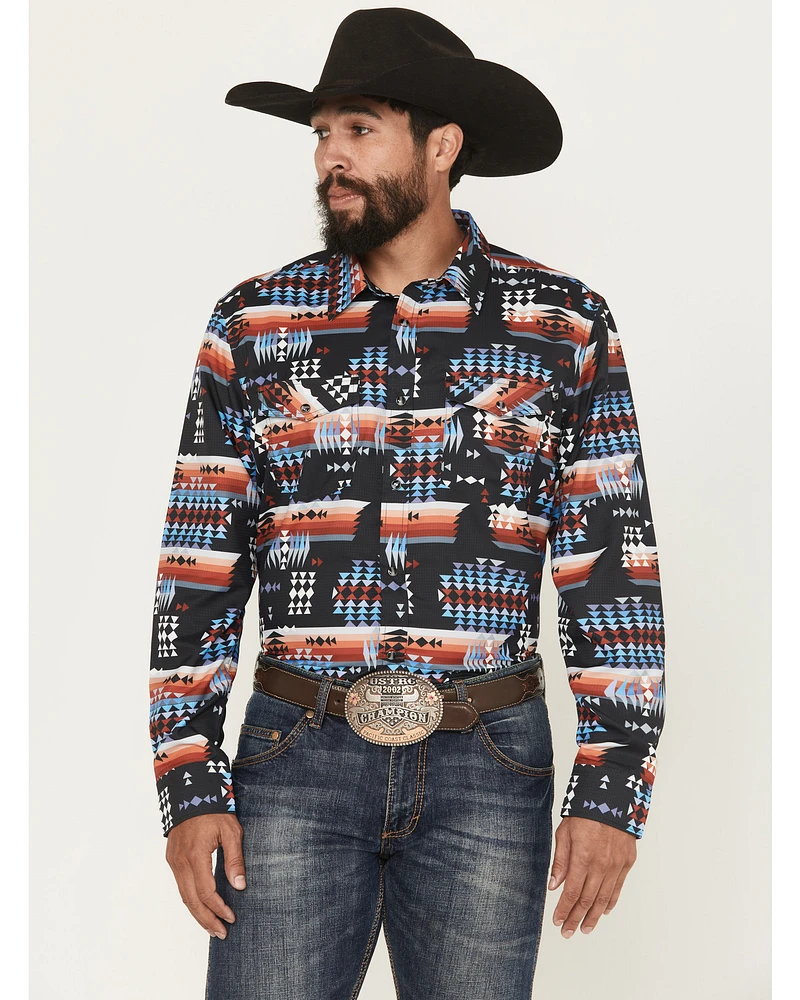 RANK 45® Men's Nate Southwestern Print Long Sleeve Snap Performance Western Shirt