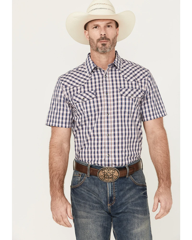 Gibson Trading Co Men's Pointed Arrow 2 Plaid Print Short Sleeve Snap Stretch Western Shirt