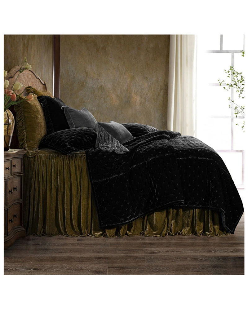 HiEnd Accents Green Stella Faux Silk & Velvet King 3-Piece Bedspread Set