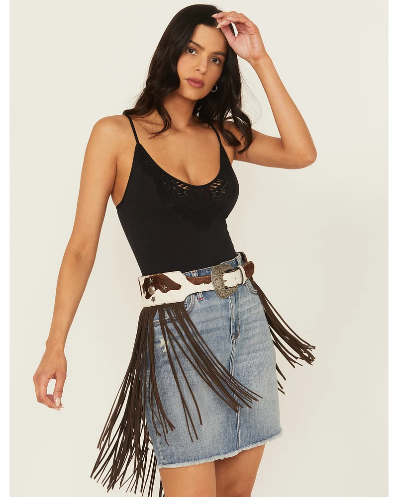 Idyllwind Women's Festival Fringe Hair-On Star Concho Belt