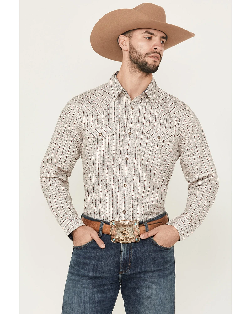 Moonshine Spirit Men's Trench Town Striped Long Sleeve Snap Western Shirt