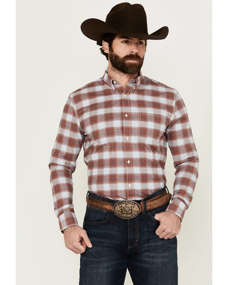 Cody James Men's Rush Plaid Print Long Sleeve Button-Down Stretch Western Shirt - Tall
