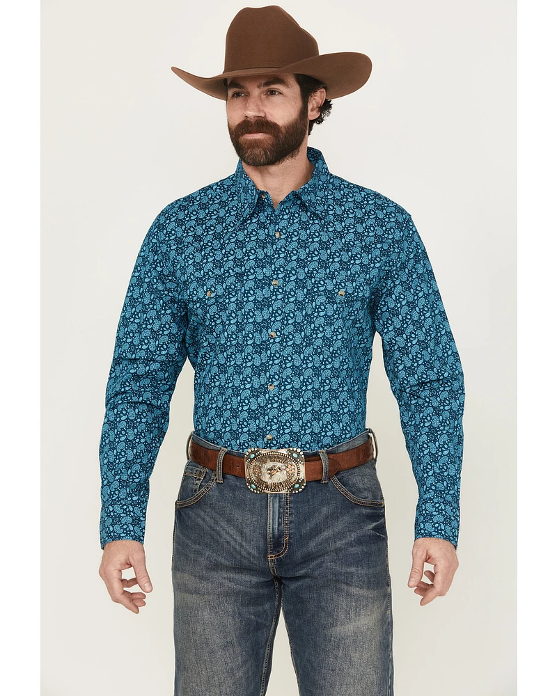 Wrangler Men's 20X Paisley Print Long Sleeve Snap Stretch Western Shirt