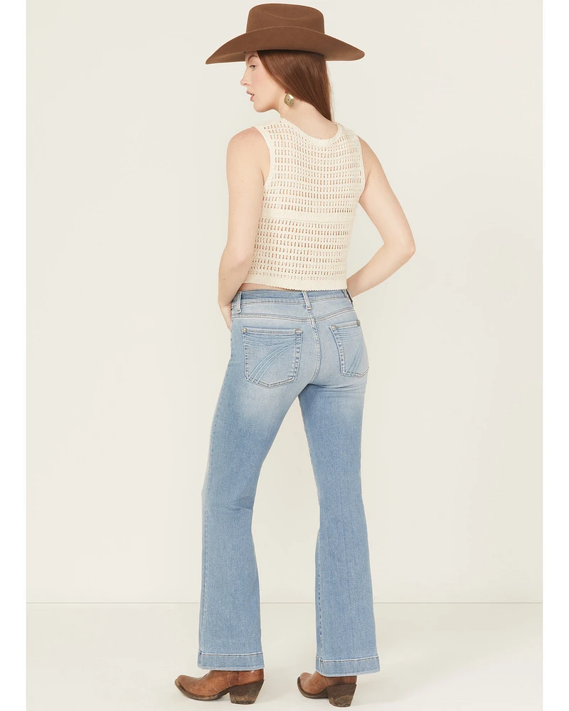 7 For All Mankind Women's Boot Barn Exclusive Light Wash Mid Rise Dojo Trouser Stretch Denim Jeans