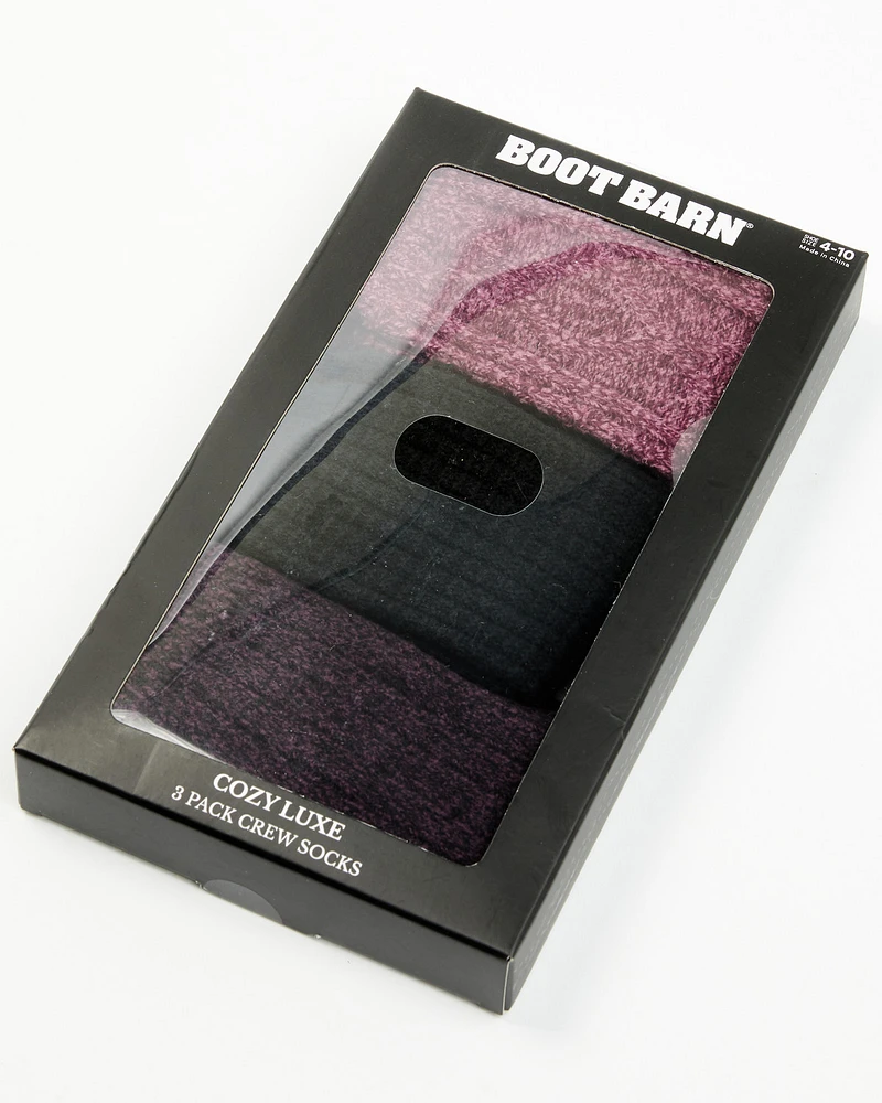 Boot Barn Women's Purple Luxe Cozy Sock Gift Box - 3 Piece