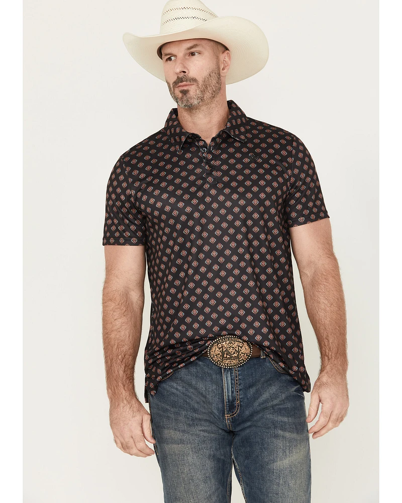 Rock & Roll Denim Men's Southwestern Geo Print Short Sleeve Button-Down Polo