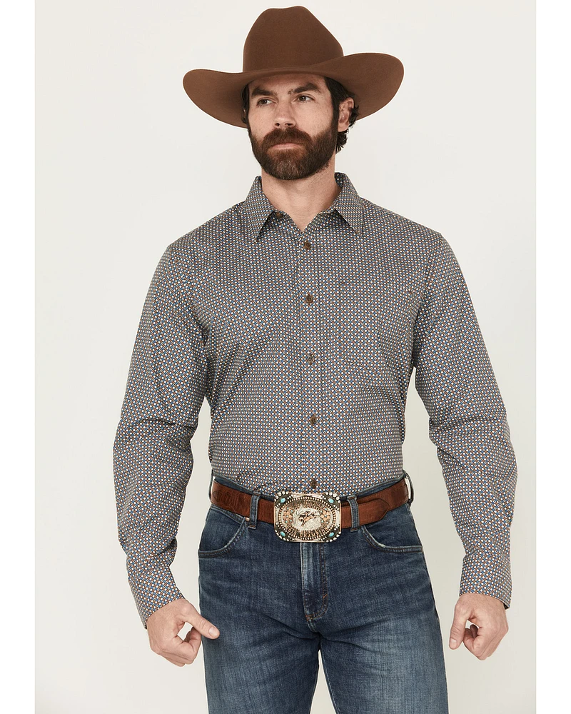 Gibson Trading Co Men's Orbit Geo Print Long Sleeve Button-Down Stretch Western Shirt