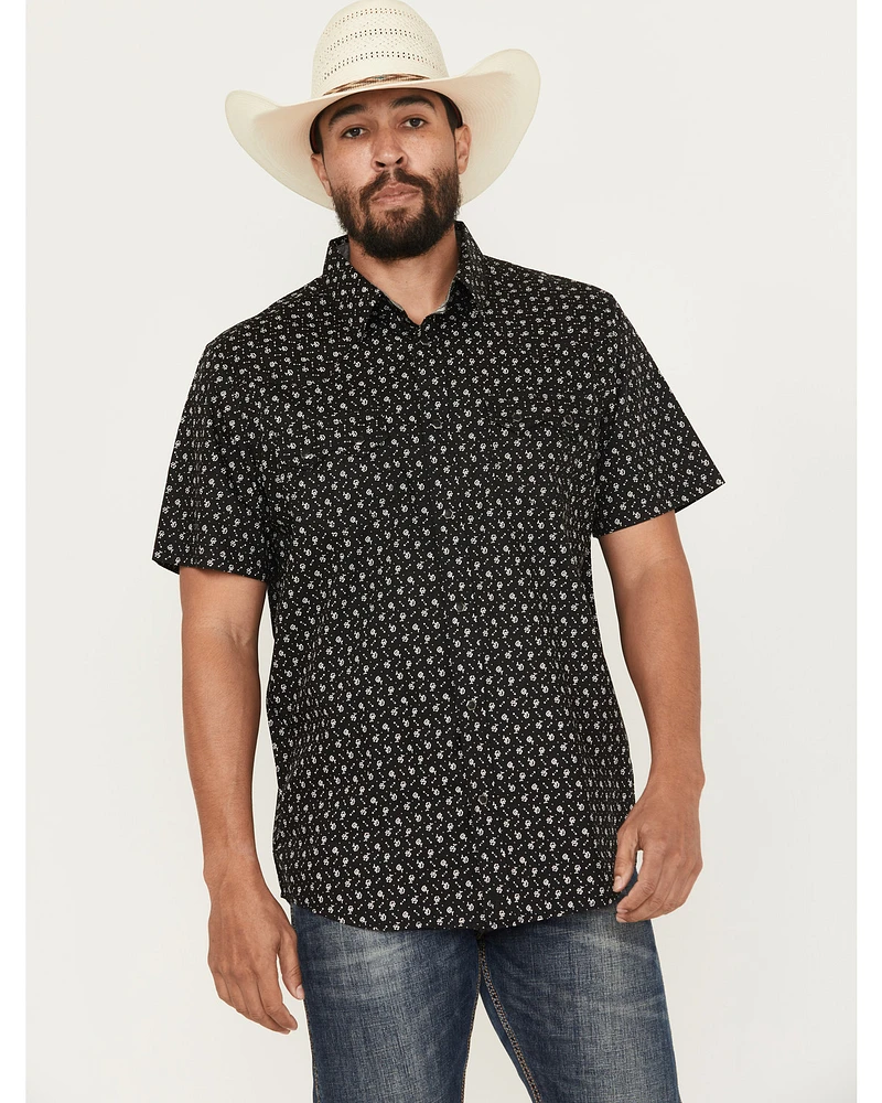 Moonshine Spirit Men's Only Road Floral Print Short Sleeve Snap Western Shirt