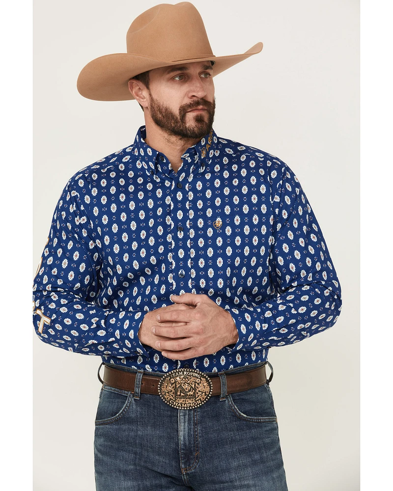 Ariat Men's Team Dax Southwestern Logo Long Sleeve Button-Down Western Shirt