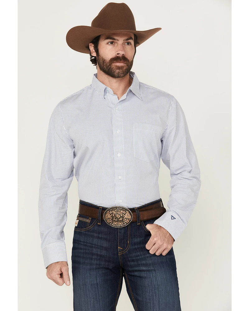 Wrangler x Cody Johnson Men's Striped Print Long Sleeve Button-Down Western Shirt - Tall