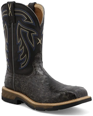 Twisted X Men's 11" Exotic Ostrich Western Work Boots - Nano Composite Toe