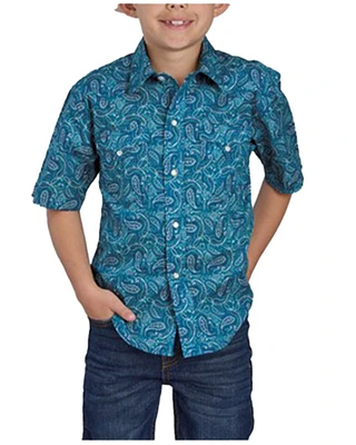 Roper Boys' Paisley Print Short Sleeve Snap Western Shirt