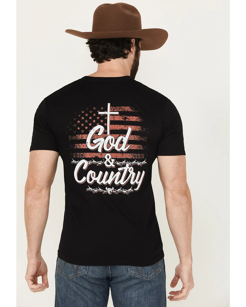 Cowboy Hardware Men's God And Country Short Sleeve Graphic T-Shirt