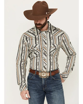 Rock & Roll Denim Men's Southwestern Striped Long Sleeve Snap Stretch Western Shirt
