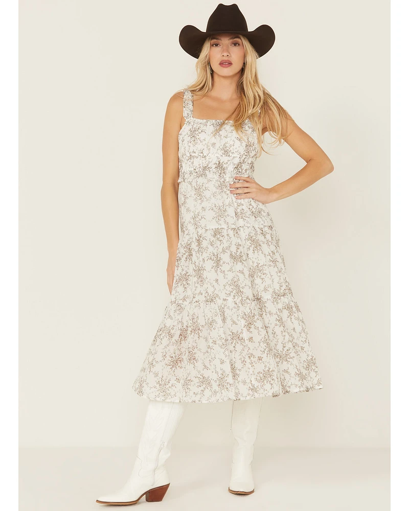 Yura Women's Floral Print Sleeveless Midi Dress