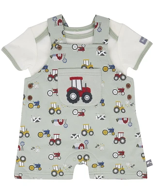 Rugged Bear Infant Boys' Farm Print Shortall Onesie