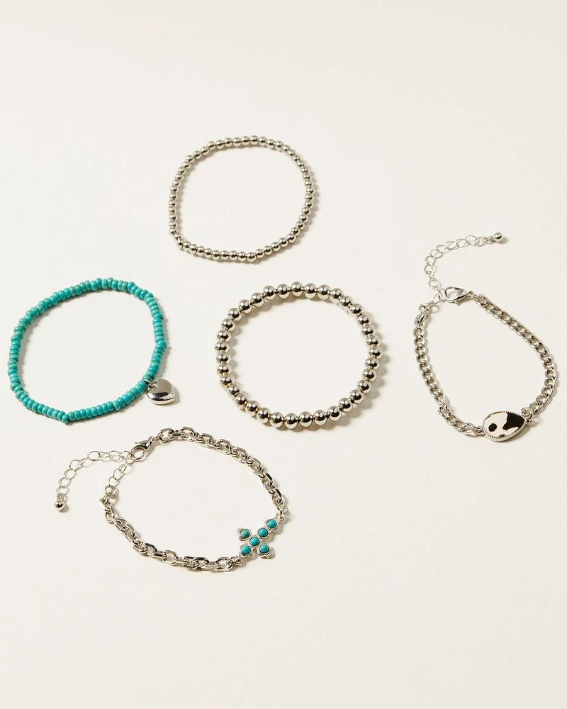 Shyanne Women's Cowhide Teardrop Bracelet Set - 5 Piece